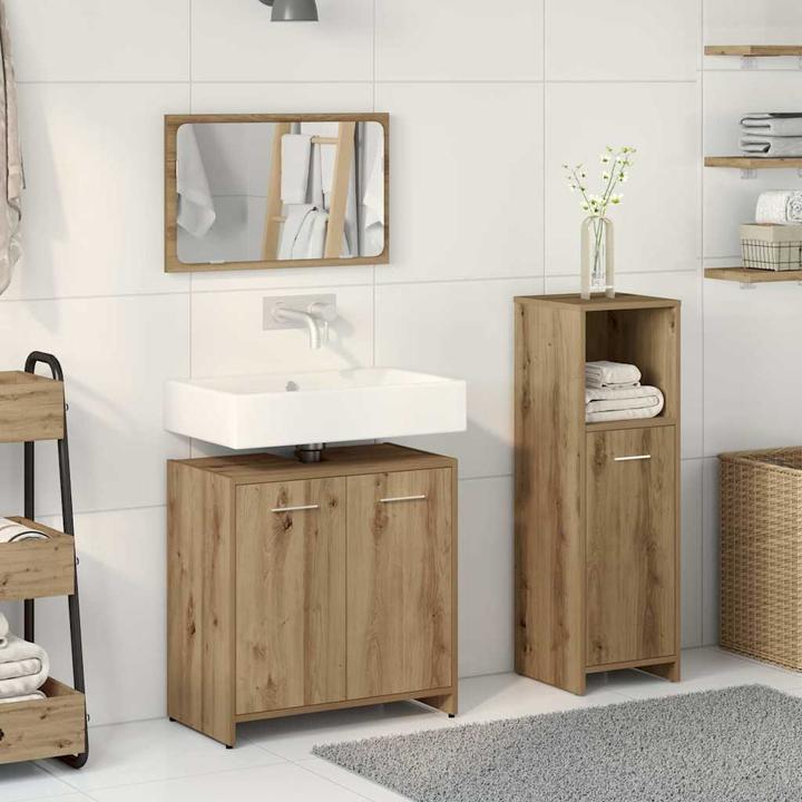 Actual product image VidaXL 3-tlg. Badmöbel-Set Artisan-Eiche Holzwerkstoff