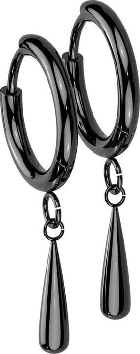 Produktbild Star Piercing Ohrring schwarz Anhänger Tropfen (Titan G23, ohne Messing)