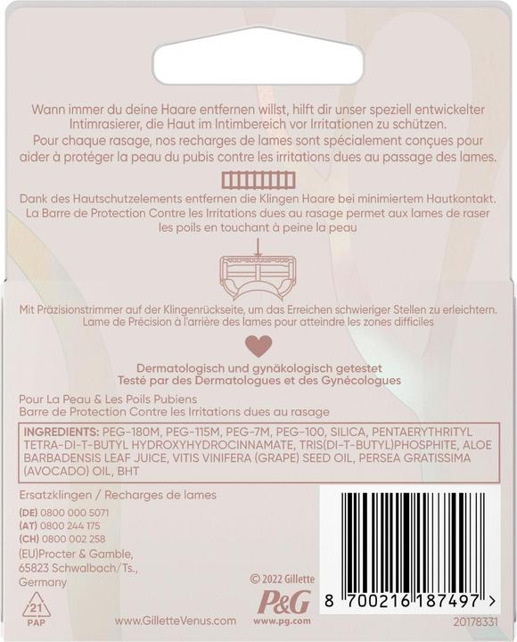 Valori nutrizionali e ingredienti Gillette Venus Lamette per la zona intima 4 x 4 pezzi (16 x)