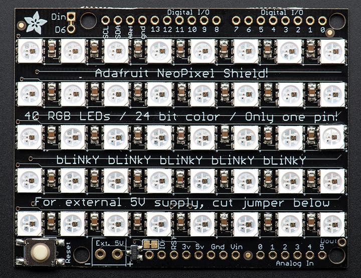 Actual product image Adafruit NeoPixel Shield for Arduino 40 RGB LED Pixel Matr