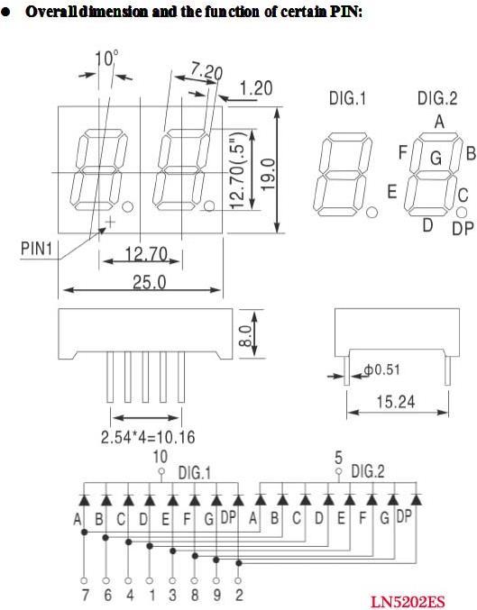 Immagine prodotto OEM Display a 7 segmenti Red Com. Catodo 2 caratteri 12.7mm (Kit elettronica)