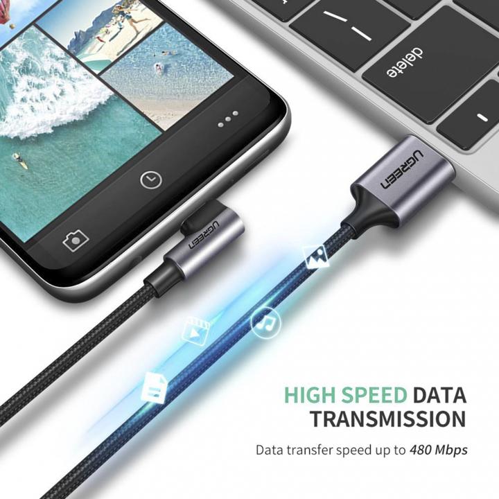 Image du produit Ugreen Câble de données USB-C coudé vers USB-A 2.0 A (2 m, USB 2.0)