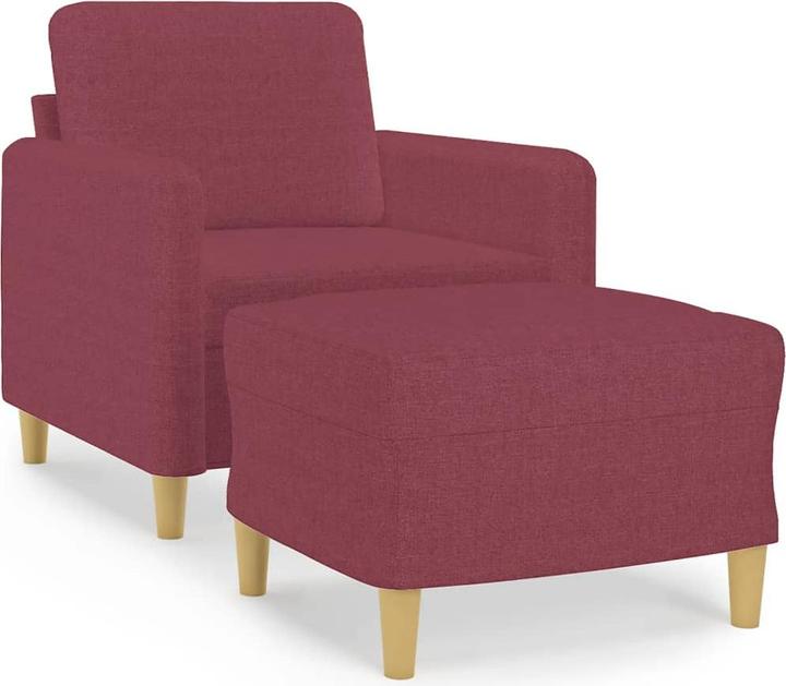 Produktbild VidaXL Sessel mit Hocker Weinrot 60 cm Stoff,Farbe