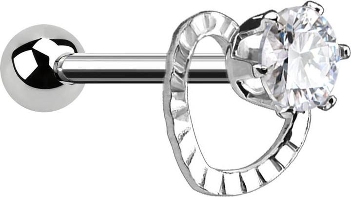 Actual product image Star Piercing Micro Barbell silber Kristall mit Herz (Surgical steel 316L, Brass)