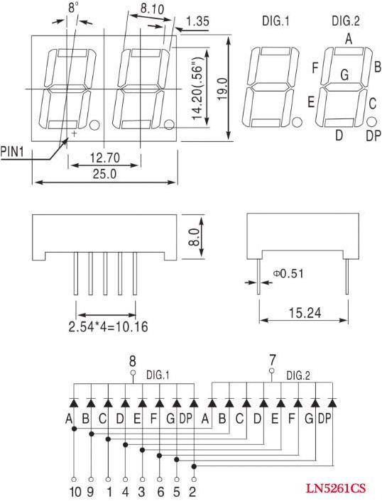 Produktbild OEM 7-Segment Display Rot Com. Cathode 2 Zeichen 14mm (Elektronikkit)