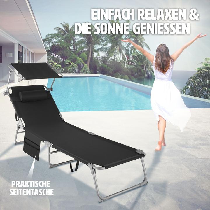 Actual product image tectake Chloé Sun Lounger 4-Position, Headrest and Bag (161 cm)