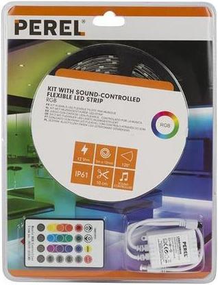 Actual product image LED Strips Consumer KIT WITH SOUND-CONTROLLED FLEXIBLE LED STRIP, CONTROLLER AND POWER SUPPLY - RGB - 150 LEDs - 5 m... (500 cm)