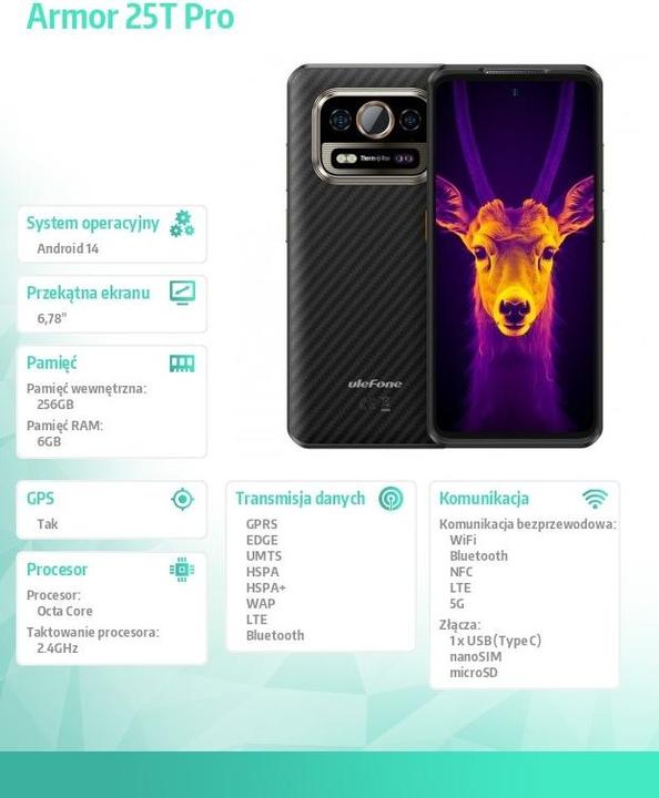 Actual product image Ulefone Armor 25T Pro (256 GB, Frost Black, 6.78", Dual SIM, 50 Mpx, 5G)