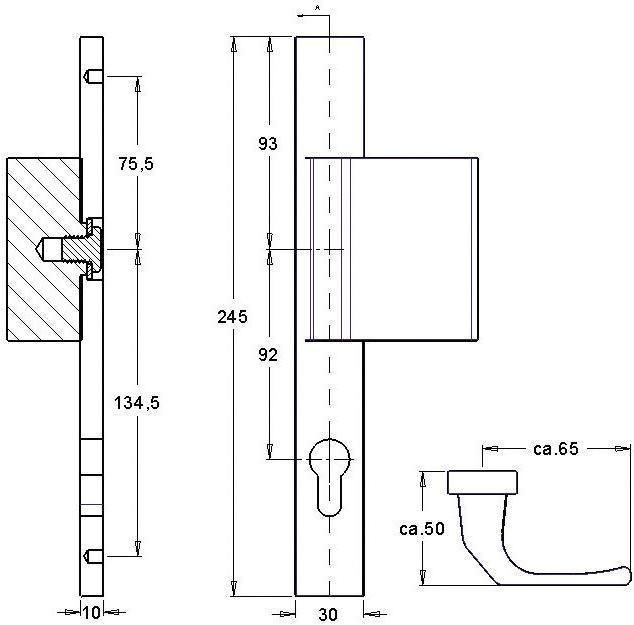 Actual product image EDI Profile door set PAN 1200/K9/9203 aluminium F1 PZ for door thickness 68-75 mm (Door handle)