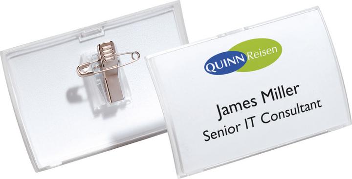 Actual product image Durable Name tag w. combination clip 54x90mm