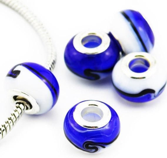 Image du produit Hermex Verre Bead argenté 925 - Bleu argenté (Alliage métallique, Verre)