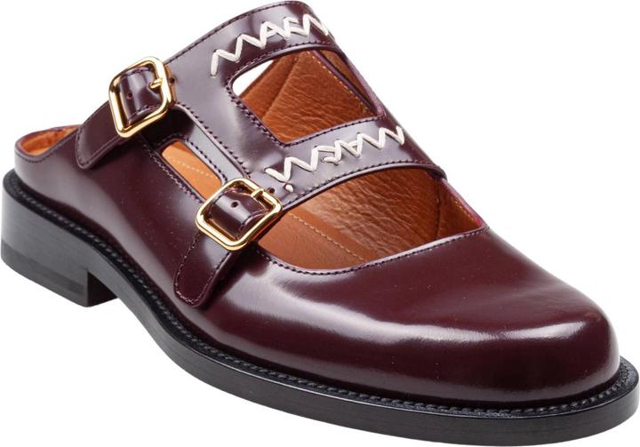 Produktbild Marni moccasin sabot in brushed leather color bordeaux (39)