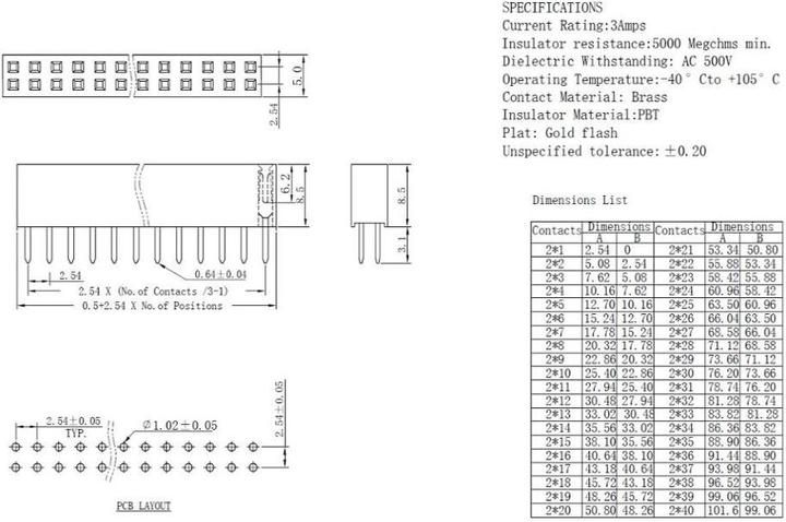 Image du produit OEM Connecteur femelle 2x16pins au pas de 2.54mm