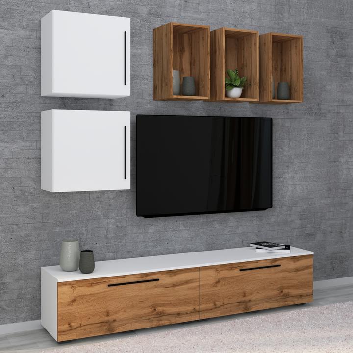 Produktbild VCM TV Lowboard Fernsehschrank Schrankwand Wohnzimmer Anbauwand Wohnwand Arila L (190 x 40 x 200 cm)