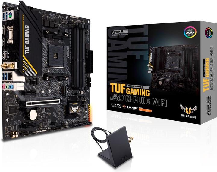 Actual product image ASUS TUF GAMING A520M-PLUS WIFI (AM4, AMD A520, mATX)