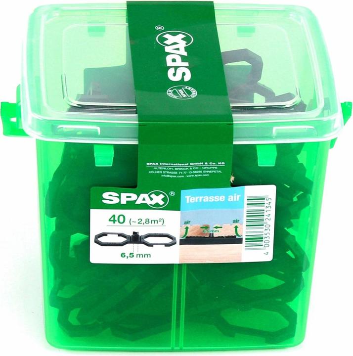 Image du produit Spax Terasse Air Espaceur 6,5 mm Ventilation pour planches de bois Terasse en coffret à anse 40