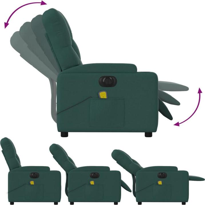 Immagine prodotto VidaXL Poltrona massaggiante Poltrona TV reclinabile elettrica in tessuto verde scuro