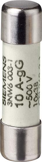 Actual product image Siemens Ceramic fuse MT 12A 500V AC 10x38mm 3NW6006-1 (Cylinder fuse, 12 A)