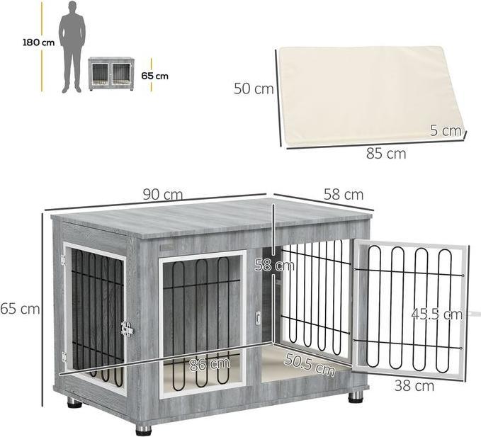 Produktbild Swisshandel24 Hundekäfig, Hundehütte, Haustierkäfig mit Kissen, 2 Verriegelungen für Mittelegrosse Hunde, Hundebox (Hundehütte)