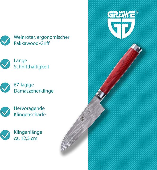 Actual product image Gräwe Damascus knife 12.5cm blade (12.50 cm)