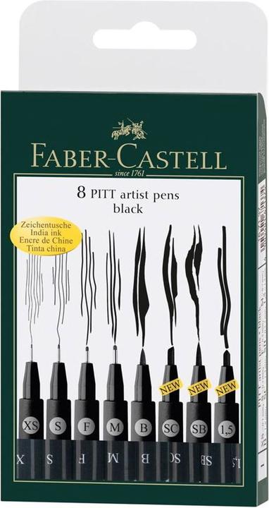 Produktbild Faber-Castell Tuschestift (Schwarz, 8 x)