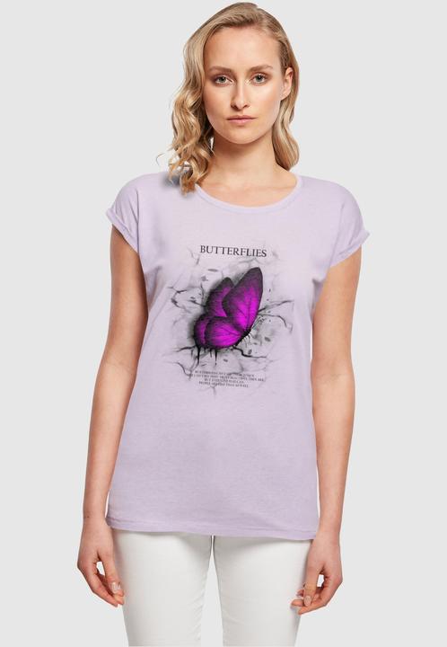 Produktbild Merchcode Ladies Butterflies Extended Shoulder Tee - 112637 (5XL)