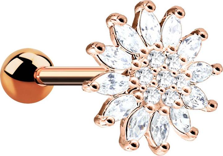 Immagine prodotto Star Piercing Micro Barbell rosegold Kristallblume (Acciaio chirurgico 316L, Ottone)