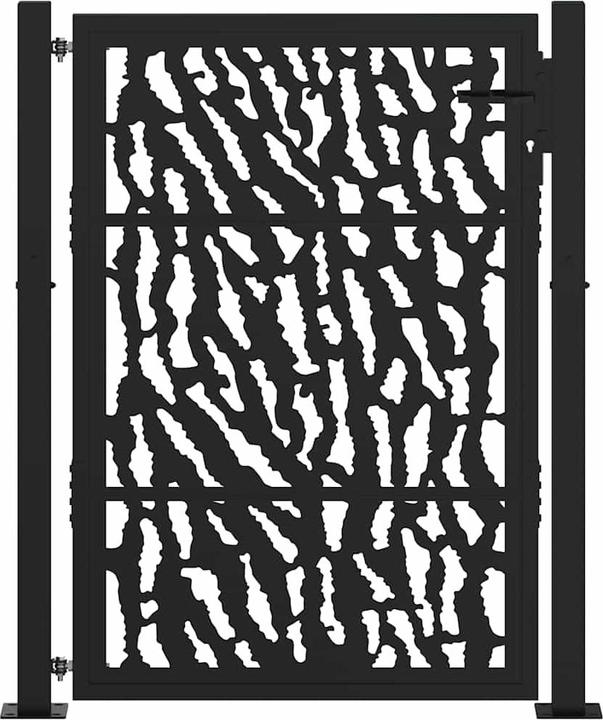 Produktbild VidaXL Gartentor Schwarz 105x130 cm Stahl Spurendesign Zauntor Outdoor Tor