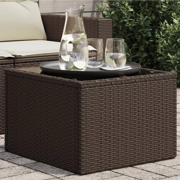 Image du produit VidaXL Table de jardin avec plateau en verre Table basse de jardin Marron Poly Rattan (55 cm)