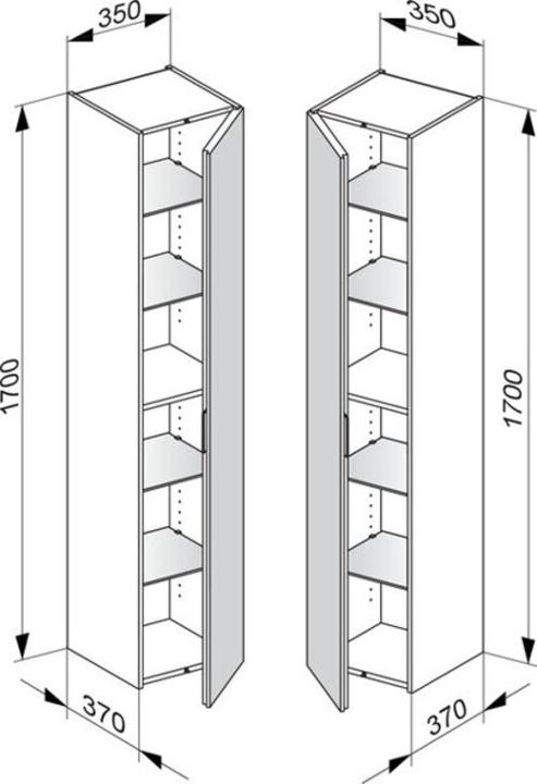 Produktbild Keuco Hochschrank EDITION 11 350x1700x370mm Ans re we sdm