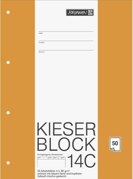 Produktbild Arbeitsblock Kieserblock gelocht DIN A4 blanko (A4, Liniert, Kein Einband)