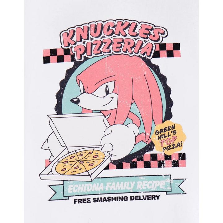 Actual product image Sonic The Hedgehog Mens Knuckles Pizzeria Short-Sleeved T-Shirt (M)