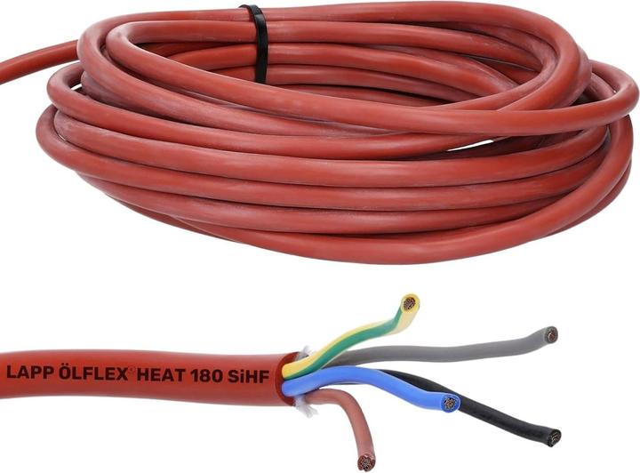 Image du produit Lapp 10 mètres 00460163 Ölflex Heat 180 Câble silicone 5x1,5 mm² I Câble sauna 5 fils avec connecteur (10 m)
