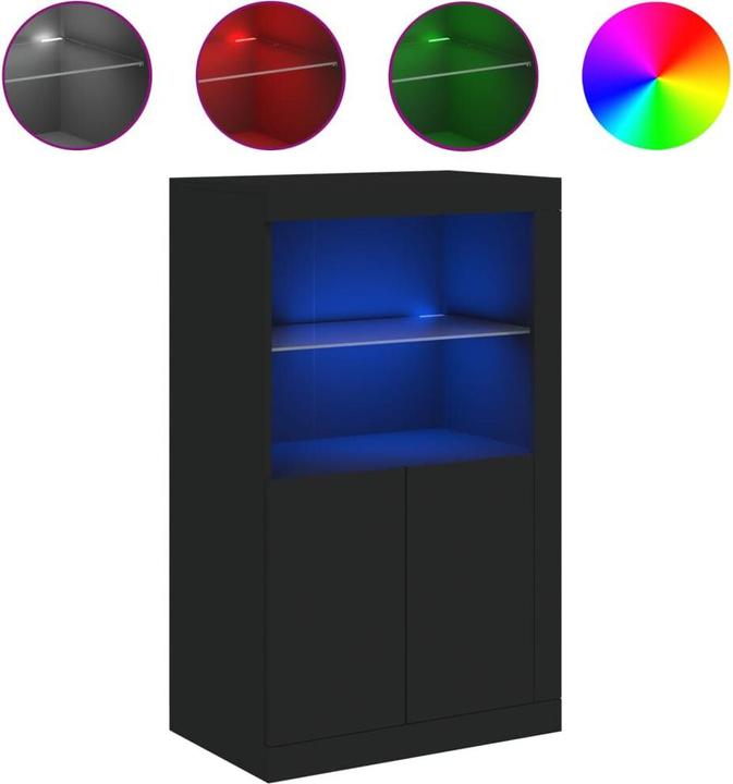 Produktbild VidaXL Beistellschrank mit LED-Leuchten Schwarz (60.5 x 37 x 100 cm)