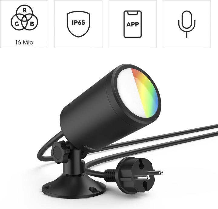 Image du produit Hama Lampe de jardin WLAN avec piquet de terre, étanche, colorée, intensité lumineuse variable (450 lm, IP65)