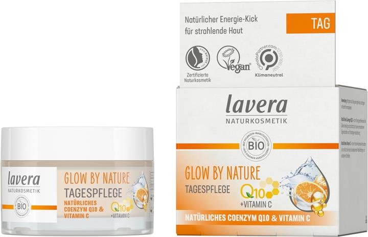 Lavera GLOW BY NATURE Day Cream with Q10 and Vitamin C 50ml - PETA Certified Vegan Moisturizer (50 ml, Nachtcreme)