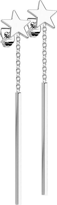 Actual product image Star Piercing Stud earrings silver star pendant chain with bar (without brass, Surgical steel 316L)