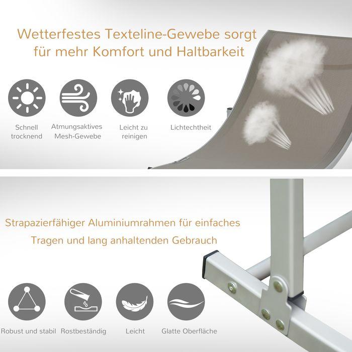 Image du produit Swisshandel24 Set de 2 chaises longues de jardin Bain de soleil en tissu Relax ergonomique Aluminium Texteline (165 cm)