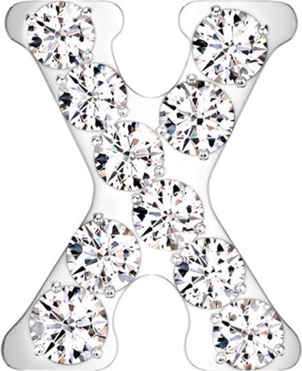 Star Piercing Threadless silber mit Kristallen silber Buchstabe X (Titan G23, ohne Messing)