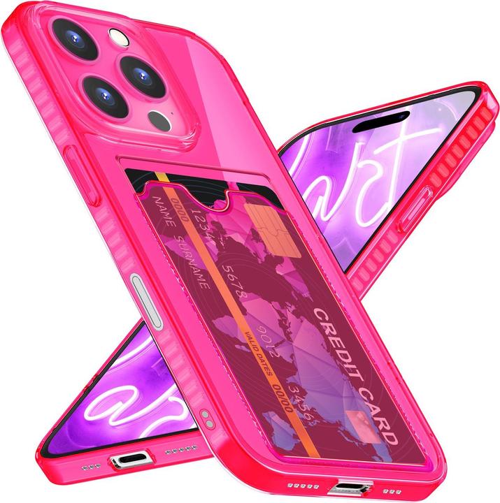 Actual product image Nalia Clear transparent neon silicone cover card holder (Apple iPhone 16 Pro)