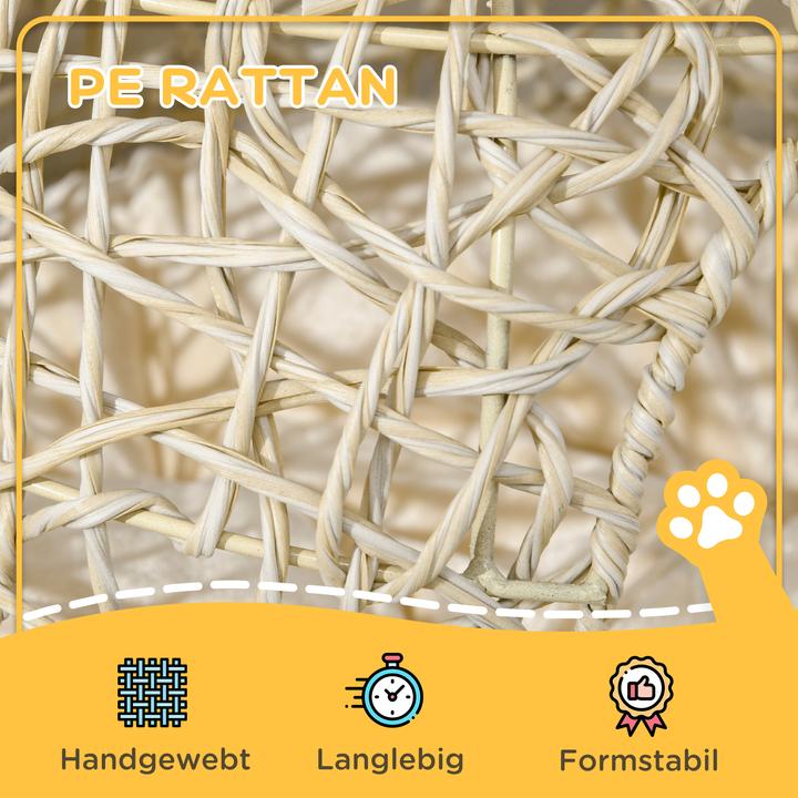 Produktbild PawHut Rattan Katzenkorb mit Kissen (Katze)