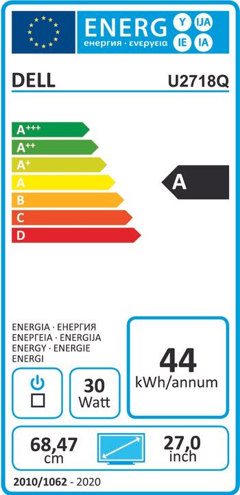 Label énergétique Dell UltraSharp U2718Q (3840 x 2160 pixels, 27")