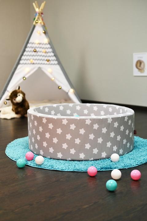 Image du produit Knorrtoys Piscine à balles soft - "Grey white stars" - 300 balles rose/crème/bleu clair