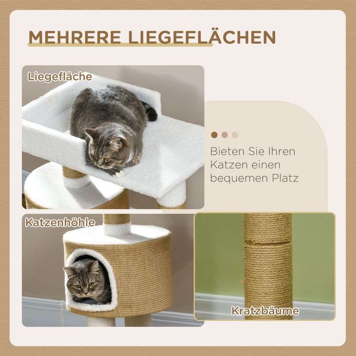 Actual product image PawHut Scratching post with cat cave and lying area (79 cm, Brown+White)