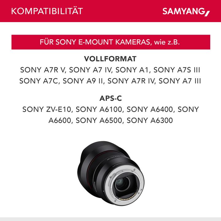 Image du produit Samyang AF 14mm F2.8, Sony E-Mount (Sony E, Plein format, APS-C / DX)