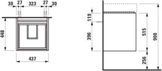 Image du produit Laufen Lani pour Kartell Meuble sous-vasque, 2 tiroirs, 435x450x515mm, système de rangement inclus