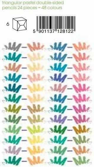 Actual product image Astra Triangular double-sided pastel colour pencils 24=48 (Multicoloured, 48 x)