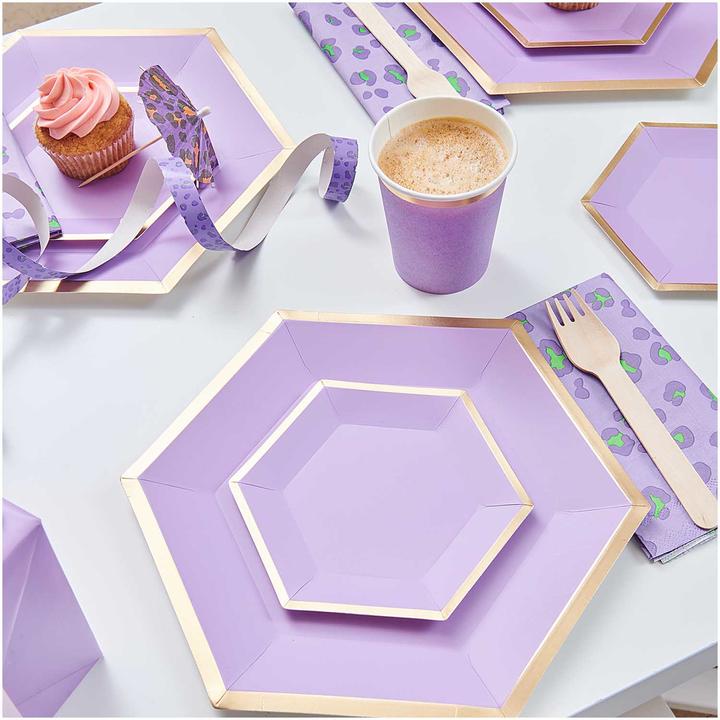 Actual product image Rico Design Plate hexagon 16 cm, 10 pieces, Lilac/Gold (10 x)