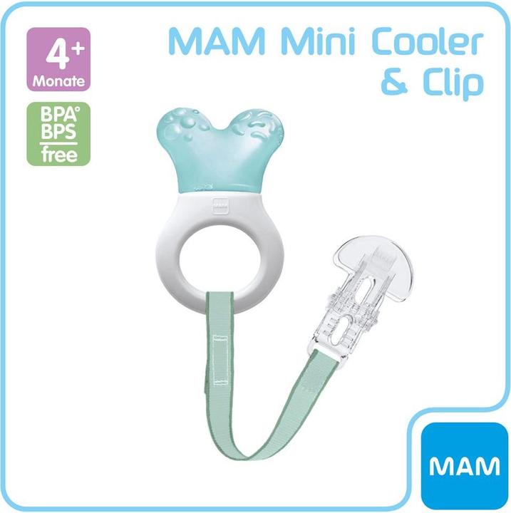 Actual product image MAM Kühlbeissring Mini Cooler & Clip boy 2+ M, mit Clip 1 Stk in türkis