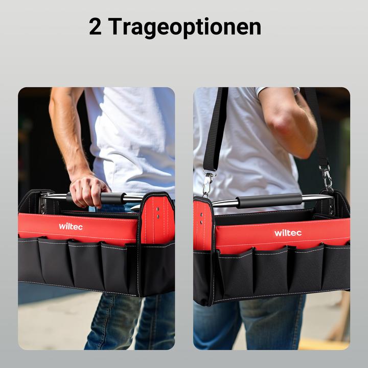 Immagine prodotto Wiltec Borsa porta attrezzi 41x19x25,5 cm Borsa da lavoro 14 scomparti Borsa porta attrezzi Cinturino